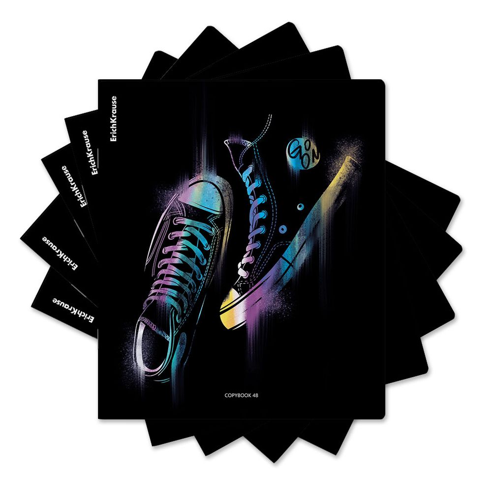 Тетрадь общая ученическая ErichKrause Sneakers, 48 листов, клетка, ламинация soft-touch+выборочный УФ-лак