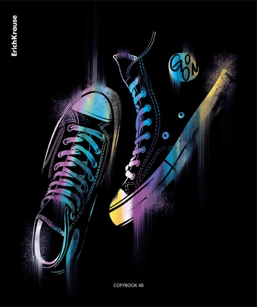 Тетрадь общая ученическая ErichKrause Sneakers, 48 листов, клетка, ламинация soft-touch+выборочный УФ-лак