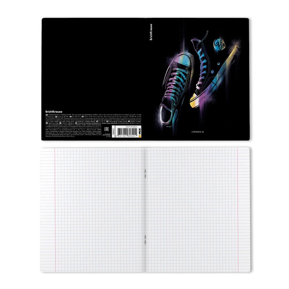 Тетрадь общая ученическая ErichKrause Sneakers, 48 листов, клетка, ламинация soft-touch+выборочный УФ-лак