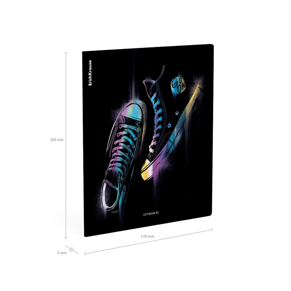 Тетрадь общая ученическая ErichKrause Sneakers, 48 листов, клетка, ламинация soft-touch+выборочный УФ-лак
