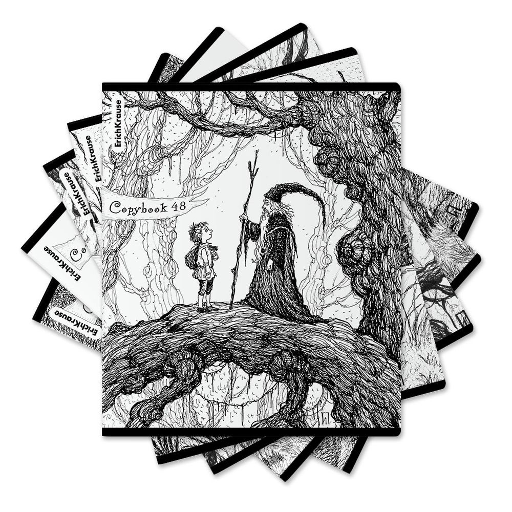 Тетрадь общая ученическая ErichKrause Монохромная история, 48 листов, клетка, твин-лак