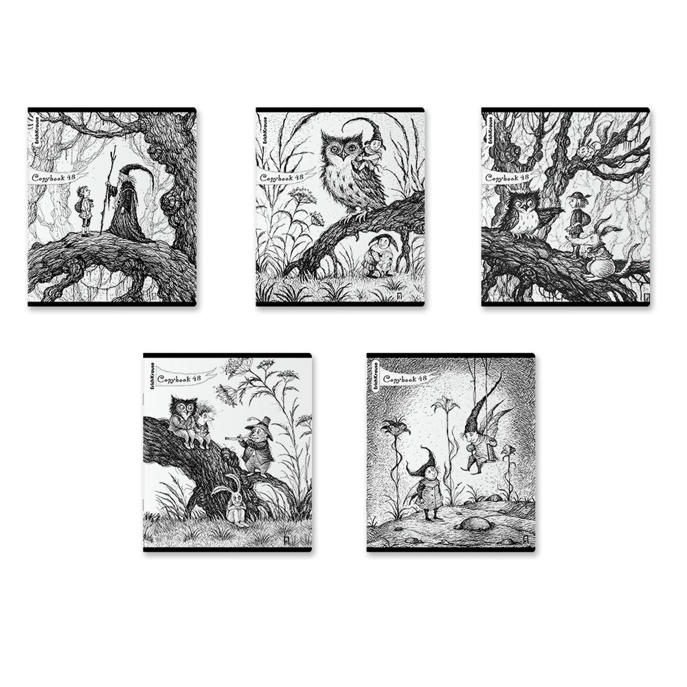 Тетрадь общая ученическая ErichKrause Монохромная история, 48 листов, клетка, твин-лак