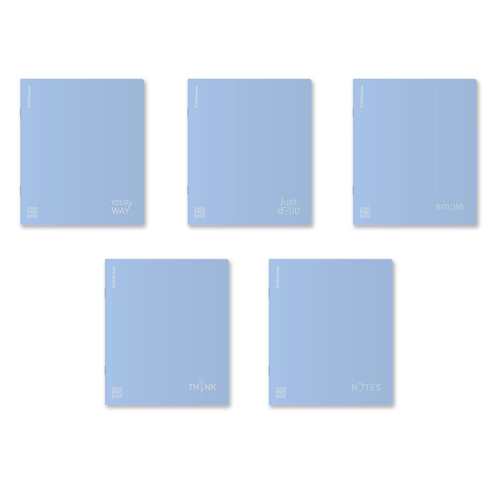 Тетрадь общая ученическая с пластиковой обложкой на скобе ErichKrause CoverProBook Symbol, голубой, А5+, 48 листов, клетка