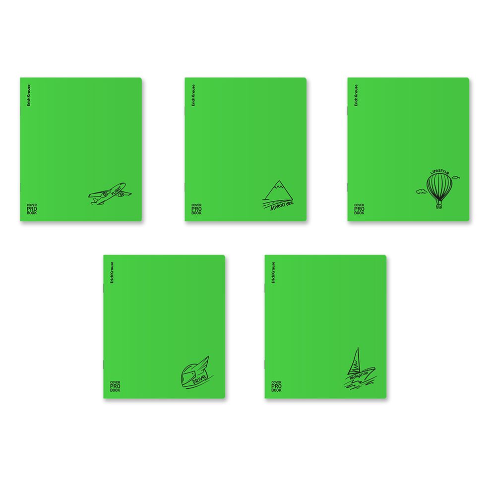 Тетрадь общая ученическая с пластиковой обложкой на скобе ErichKrause CoverProBook Motion, зеленый, А5+, 48 листов, клетка