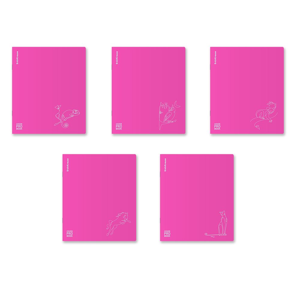 Тетрадь общая ученическая с пластиковой обложкой на скобе ErichKrause CoverProBook Silhouette, розовый, А5+, 48 листов, клетка