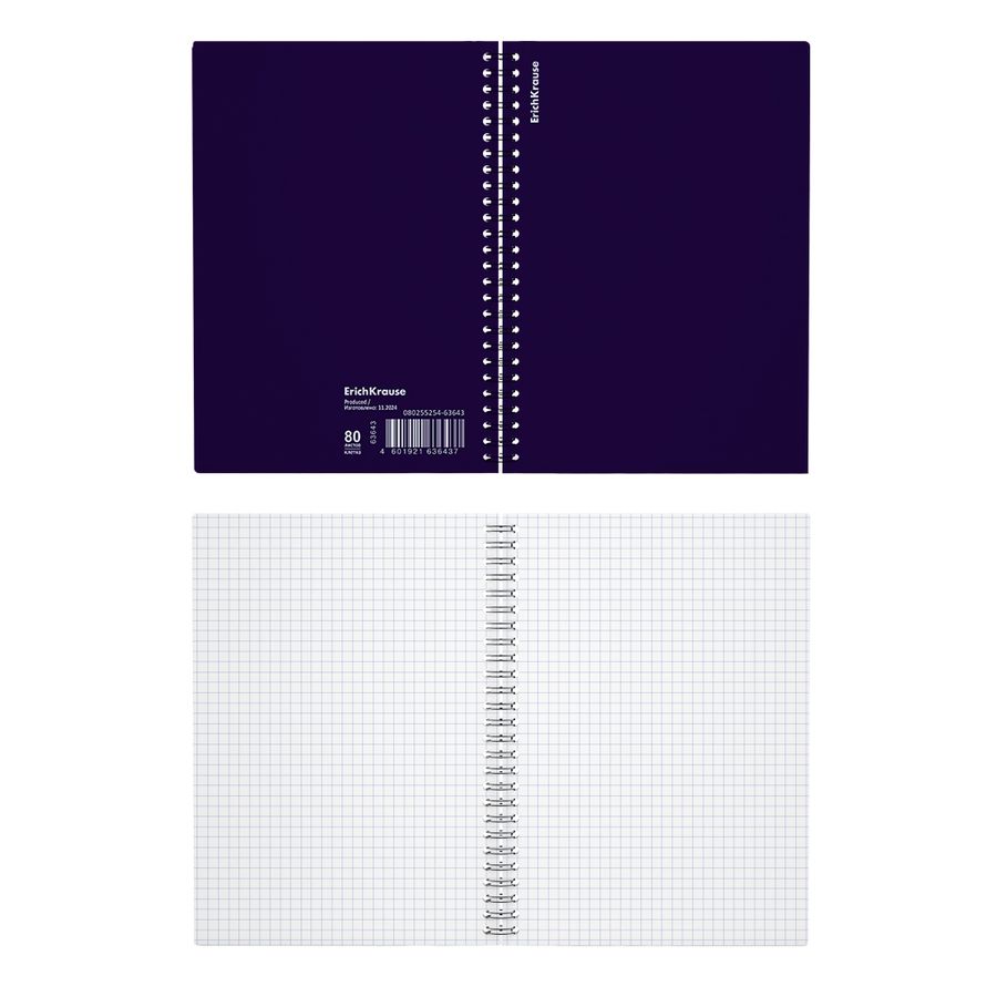 Тетрадь общая с пластиковой обложкой на спирали ErichKrause Reef индиго, А5, 80 листов, клетка