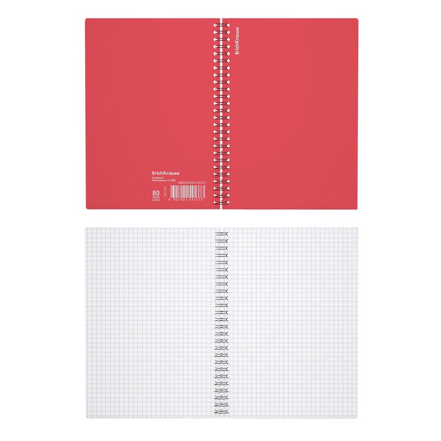 Тетрадь общая с пластиковой обложкой на спирали ErichKrause Reef коралловый, А5, 80 листов, клетка