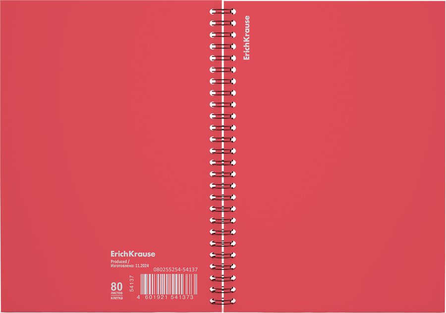 Тетрадь общая с пластиковой обложкой на спирали ErichKrause Reef коралловый, А5, 80 листов, клетка