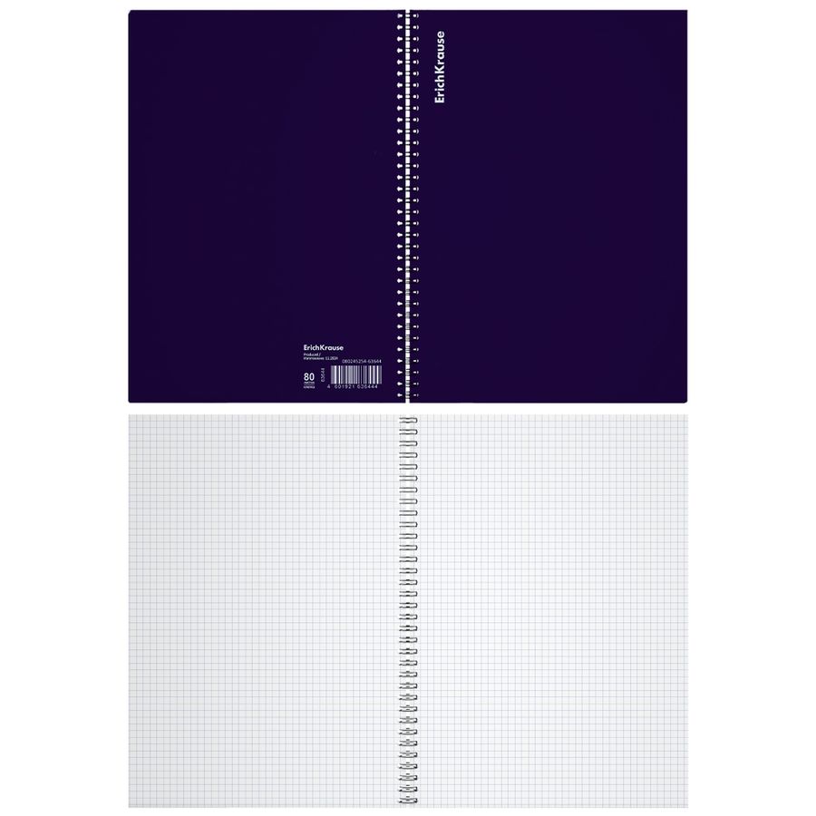 Тетрадь общая с пластиковой обложкой на спирали ErichKrause Reef индиго, А4, 80 листов, клетка