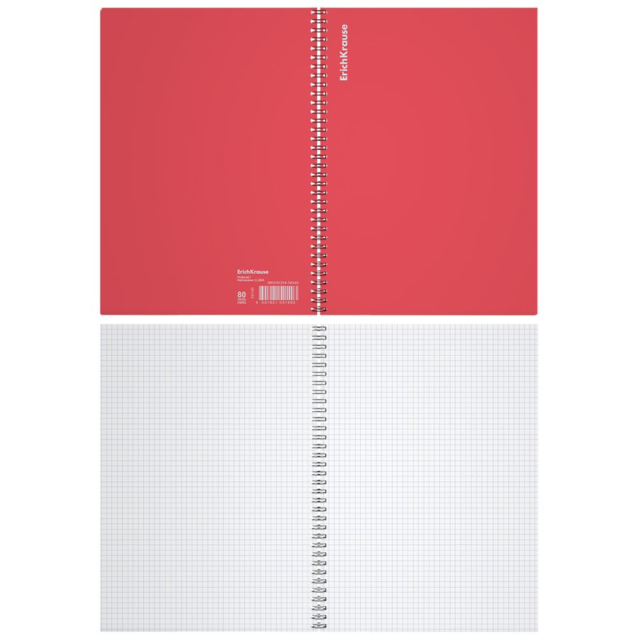 Тетрадь общая с пластиковой обложкой на спирали ErichKrause Reef коралловый, А4, 80 листов, клетка