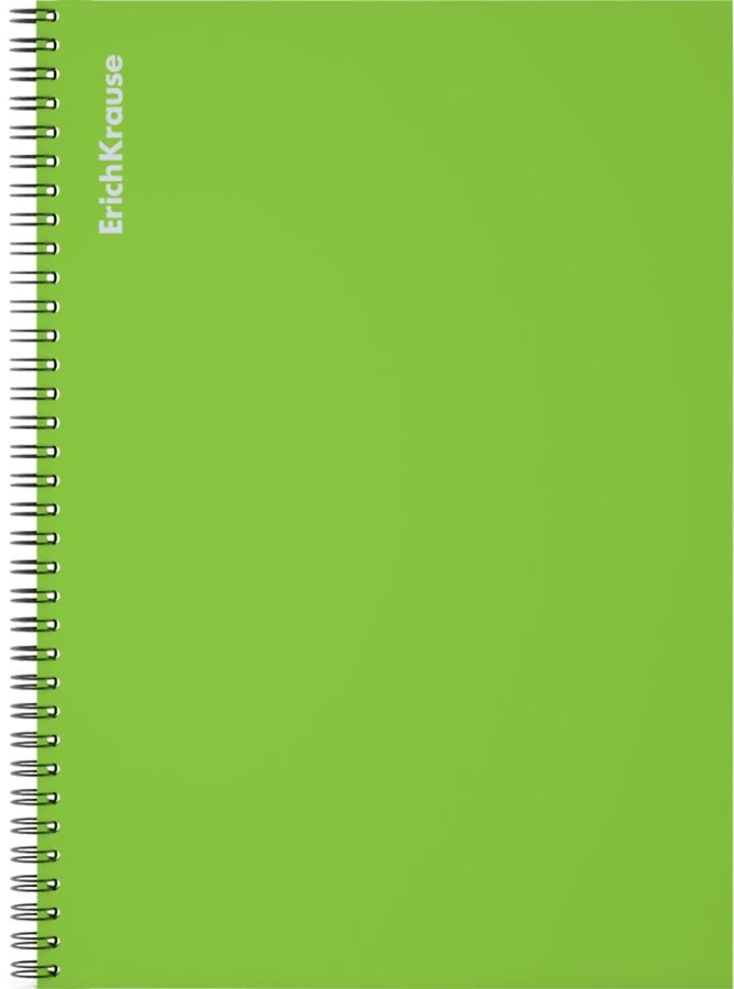 Тетрадь общая с пластиковой обложкой на спирали ErichKrause Reef лайм, А4, 80 листов, клетка