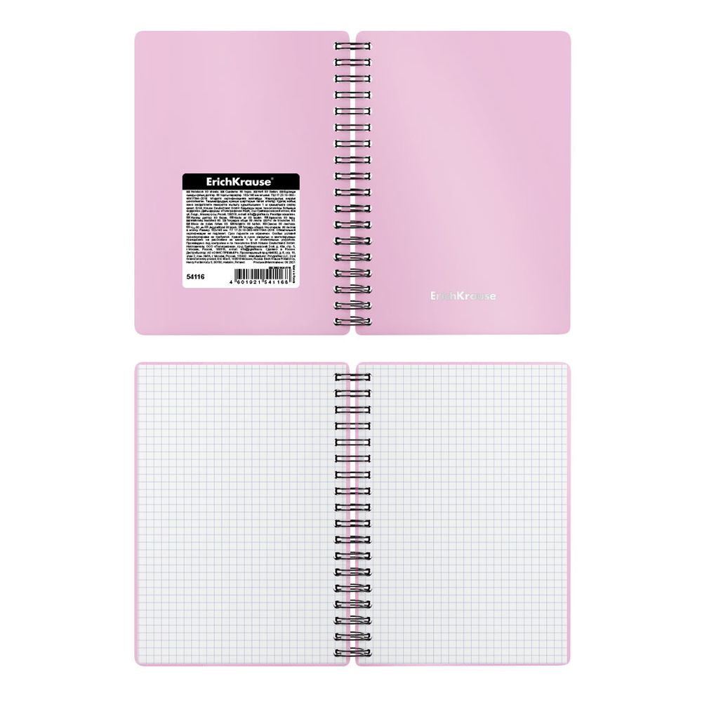 Тетрадь общая с пластиковой обложкой на спирали ErichKrause Candy, розовый перламутр А6, 80 листов, клетка