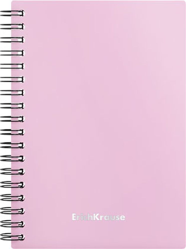 Тетрадь общая с пластиковой обложкой на спирали ErichKrause Candy, розовый перламутр А6, 80 листов, клетка