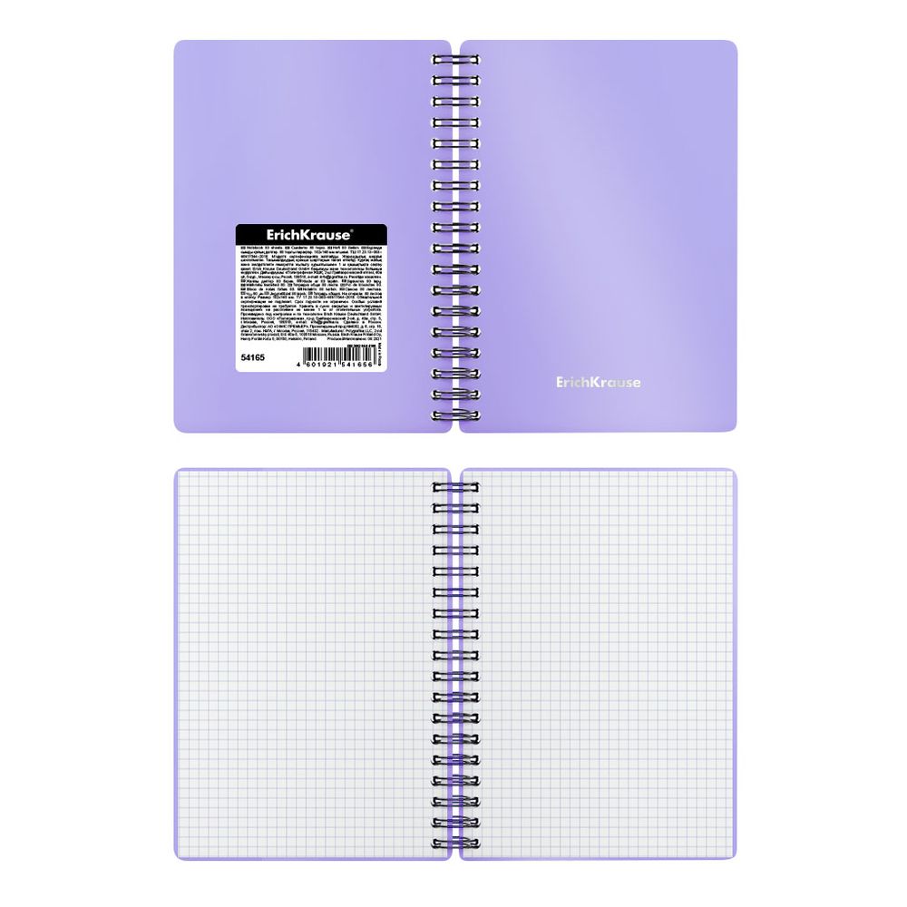 Тетрадь общая с пластиковой обложкой на спирали ErichKrause Candy, сиреневый перламутр А6, 80 листов, клетка