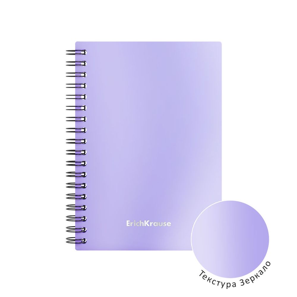 Тетрадь общая с пластиковой обложкой на спирали ErichKrause Candy, сиреневый перламутр А6, 80 листов, клетка