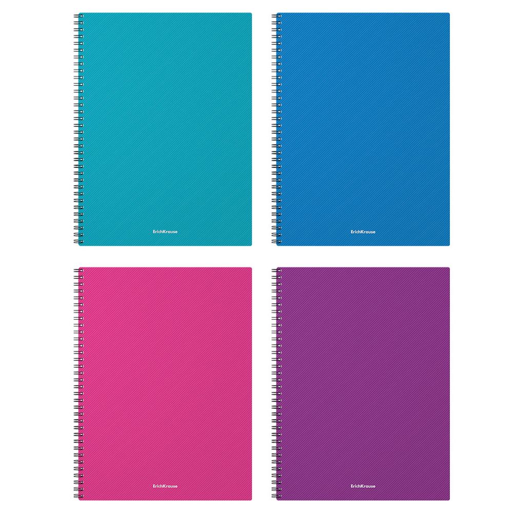 Тетрадь общая с пластиковой обложкой на спирали ErichKrause Glance Vivid, ассорти, А4, 80 листов, клетка