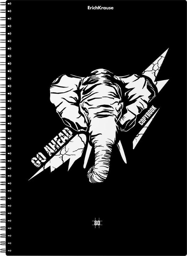 Тетрадь общая с пластиковой обложкой на спирали ErichKrause Go Аhead, Black and White, А4, 80 листов, клетка