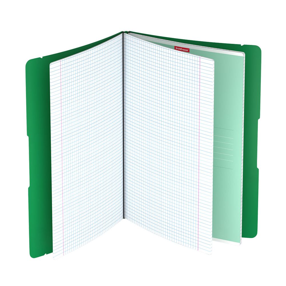 Тетрадь общая ученическая в съемной пластиковой обложке ErichKrause FolderBook Classic, зеленый, А4, 2x48 листов, клетка