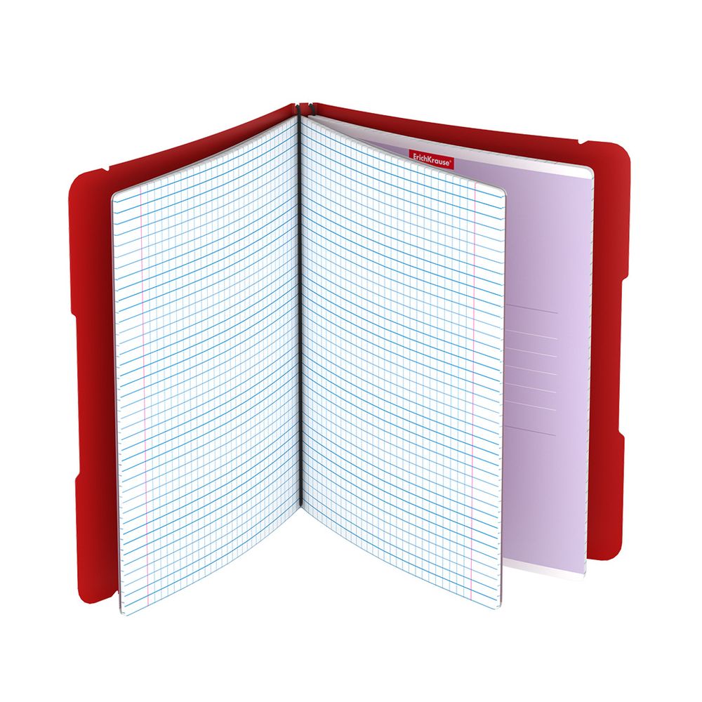 Тетрадь общая ученическая в съемной пластиковой обложке ErichKrause FolderBook Classic, красный, А5+, 2x48 листов, клетка
