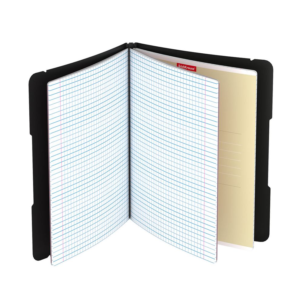 Тетрадь общая ученическая в съемной пластиковой обложке ErichKrause FolderBook Classic, черный, А5+, 2x48 листов, клетка