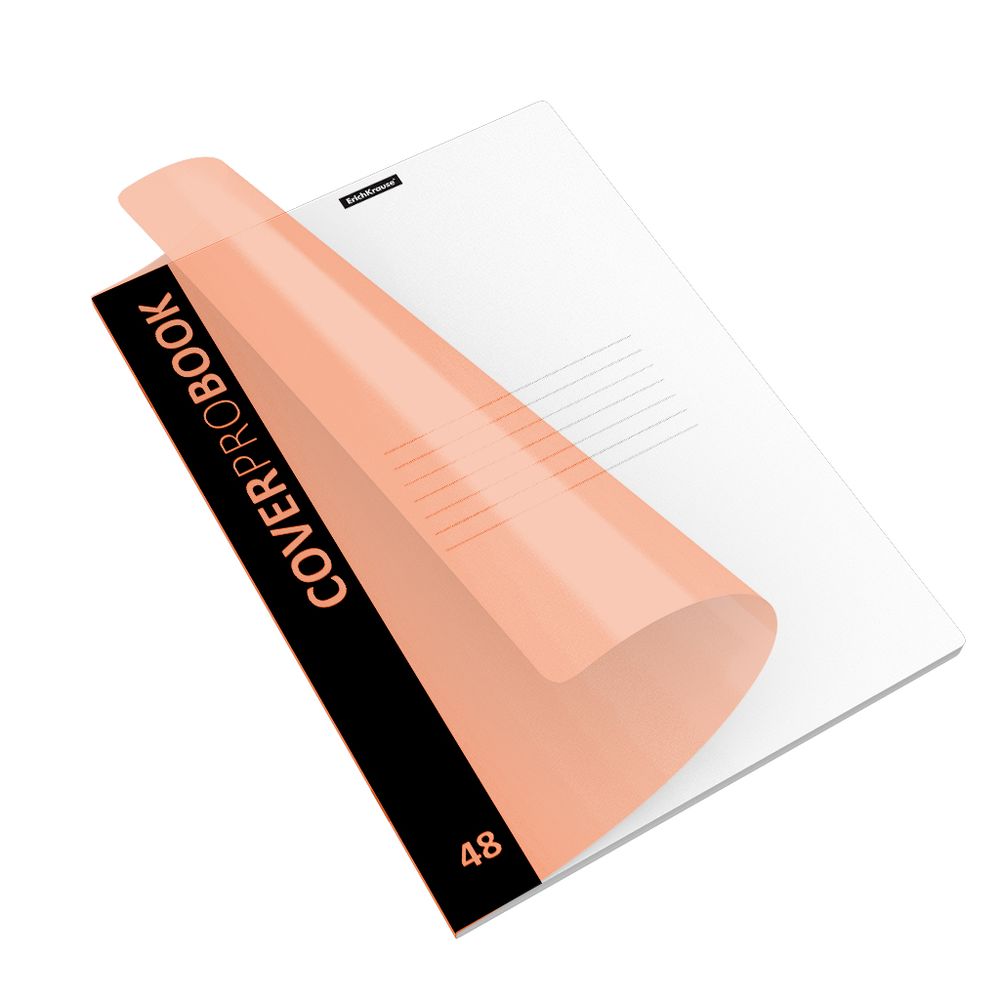 Тетрадь общая ученическая с пластиковой обложкой на скобе ErichKrause CoverProBook Neon, оранжевый, А4, 48 листов, клетка
