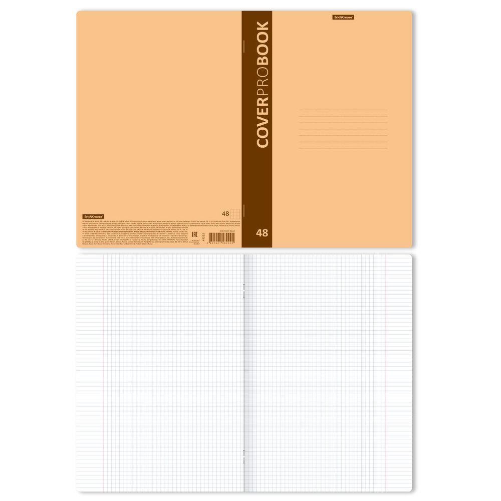 Тетрадь общая ученическая с пластиковой обложкой на скобе ErichKrause CoverProBook Neon, оранжевый, А4, 48 листов, клетка