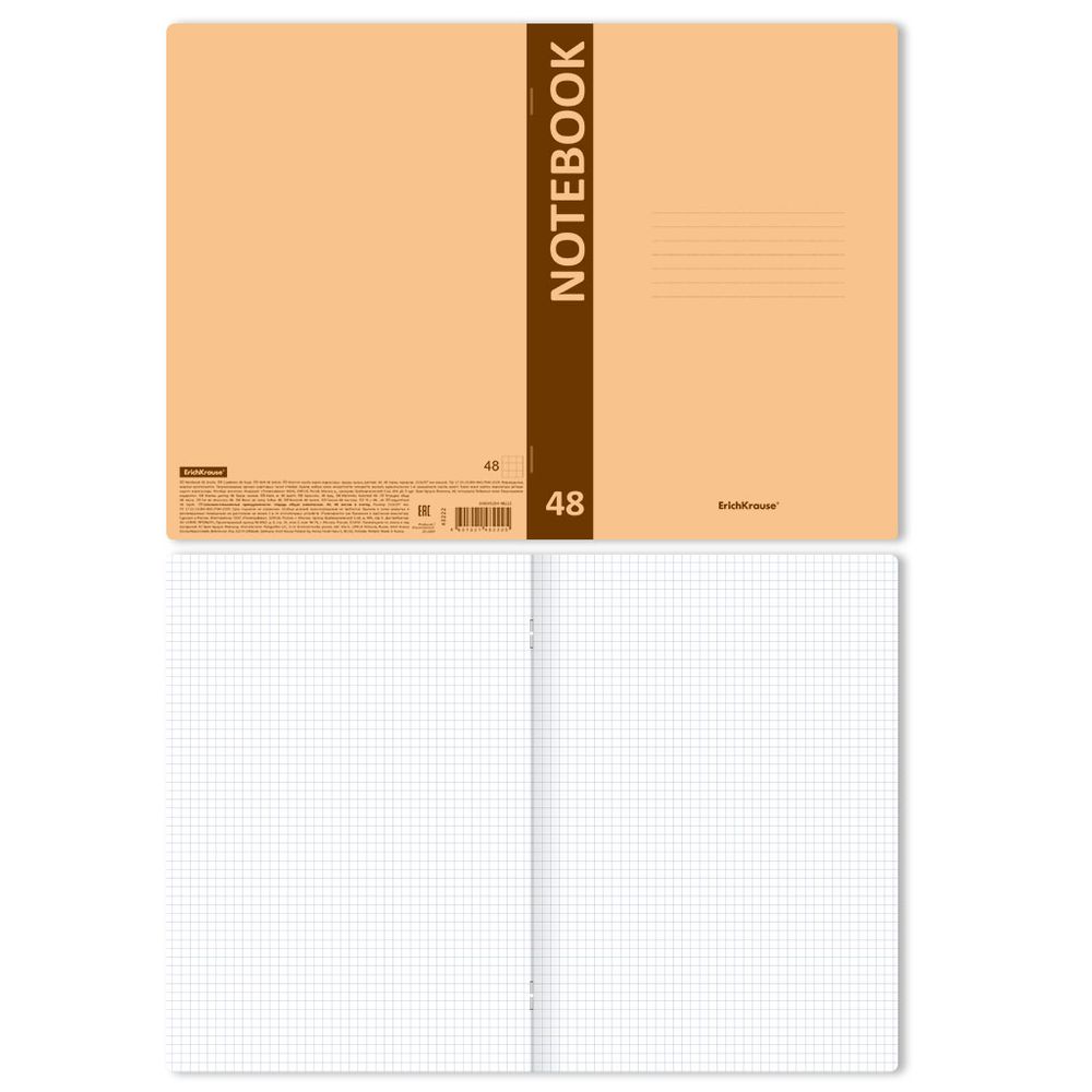 Тетрадь общая ученическая с пластиковой обложкой на скобе ErichKrause CoverProBook Neon, оранжевый, А4, 48 листов, клетка