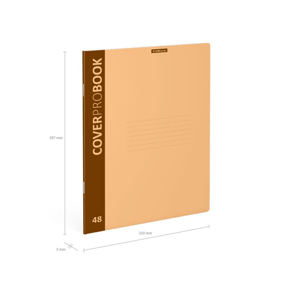 Тетрадь общая ученическая с пластиковой обложкой на скобе ErichKrause CoverProBook Neon, оранжевый, А4, 48 листов, клетка