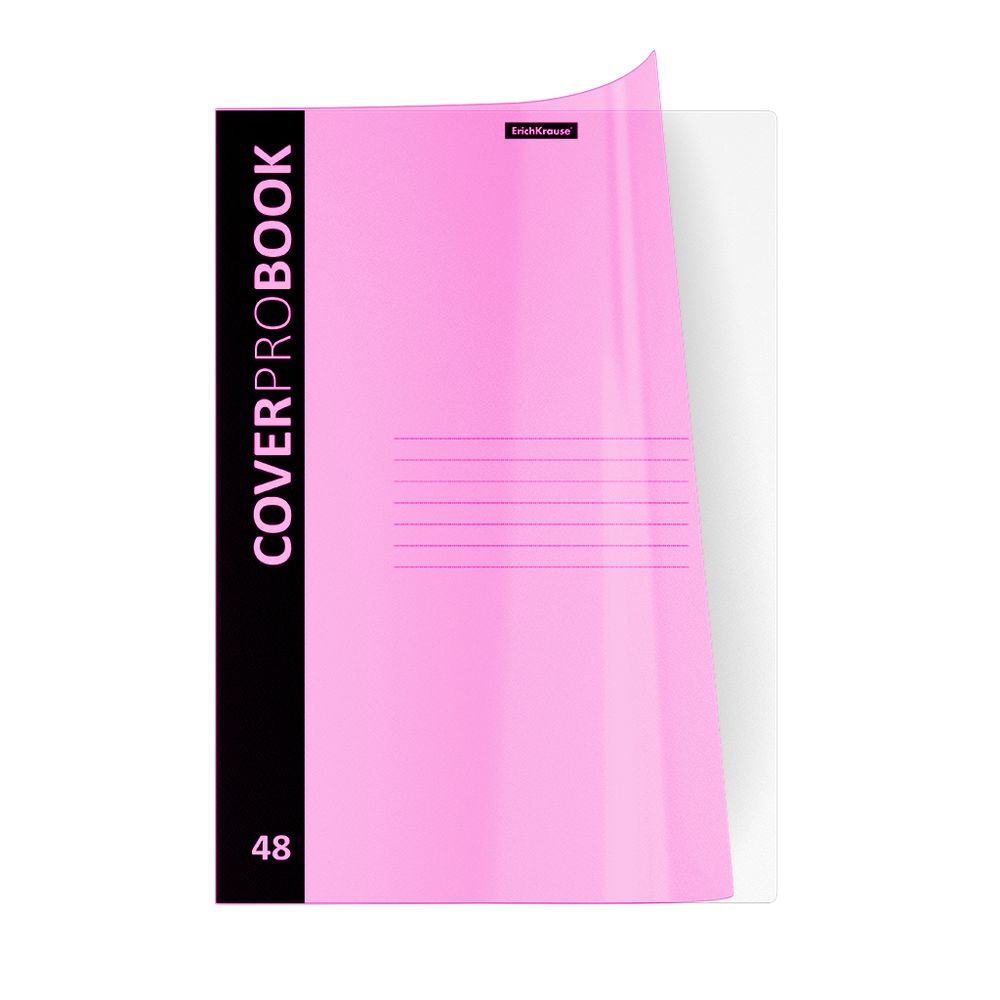 Тетрадь общая ученическая с пластиковой обложкой на скобе ErichKrause CoverProBook Neon, розовый, А4, 48 листов, клетка