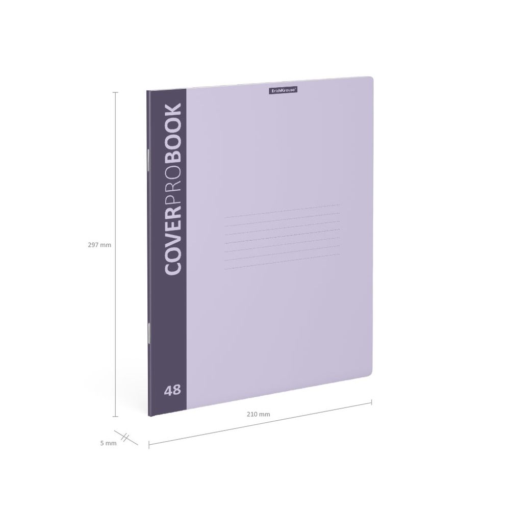 Тетрадь общая ученическая с пластиковой обложкой на скобе ErichKrause CoverProBook Pastel, сиреневый, А4, 48 листов, клетка