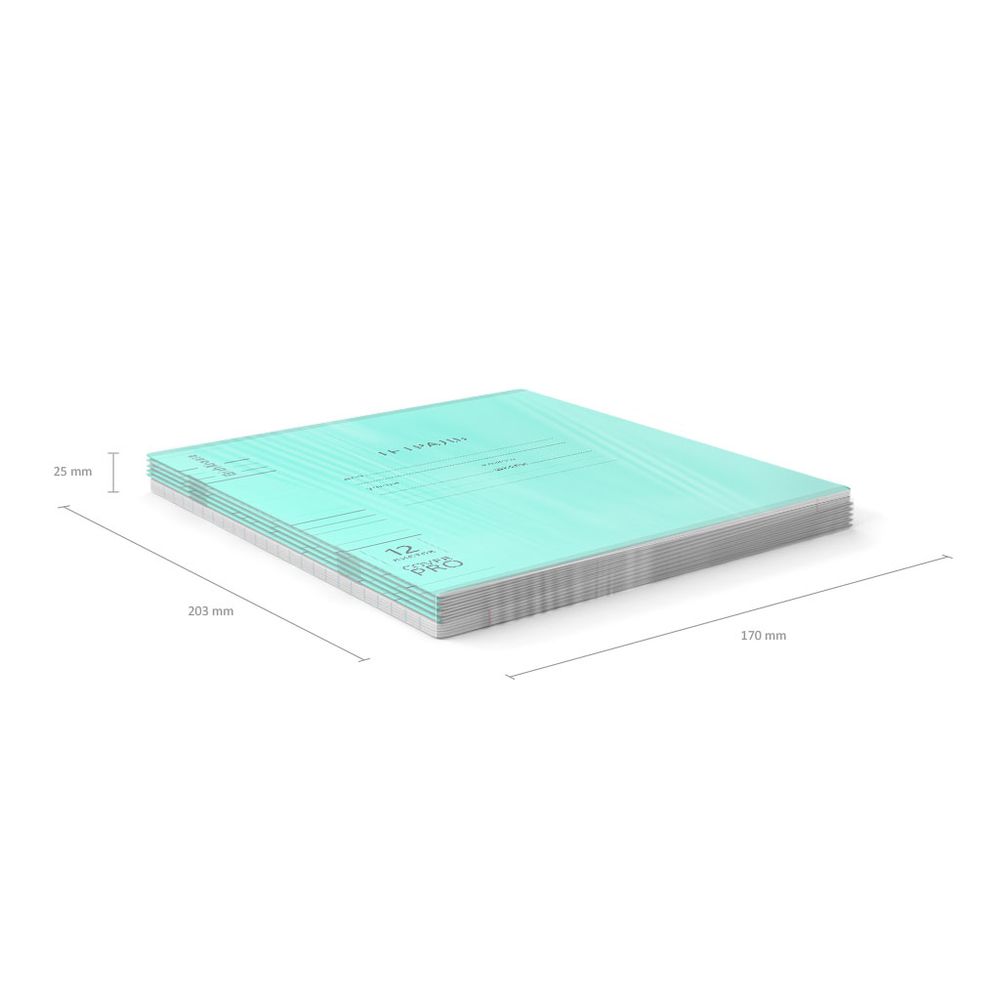 Тетрадь школьная ученическая с пластиковой обложкой на скобе ErichKrause Классика CoverPrо Vivid бирюзовый, A5+, 12 листов, линейка