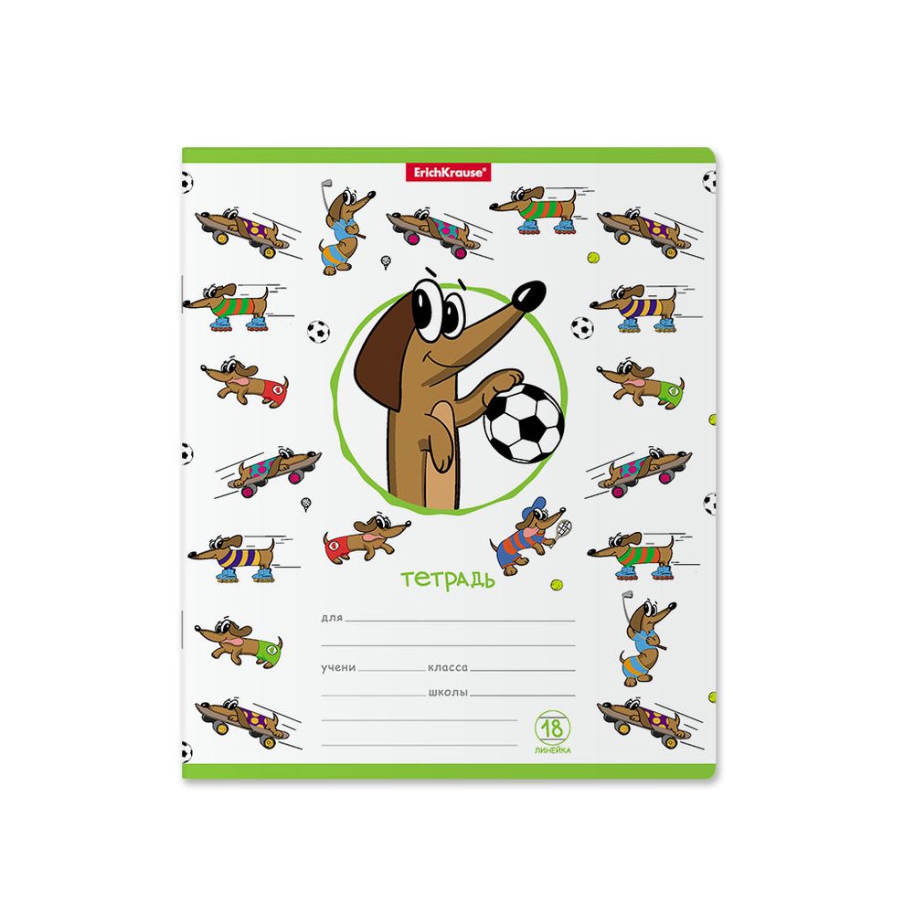 Тетрадь школьная ученическая ErichKrause Busy Dogs, 18 листов, линейка _MIX-PACK