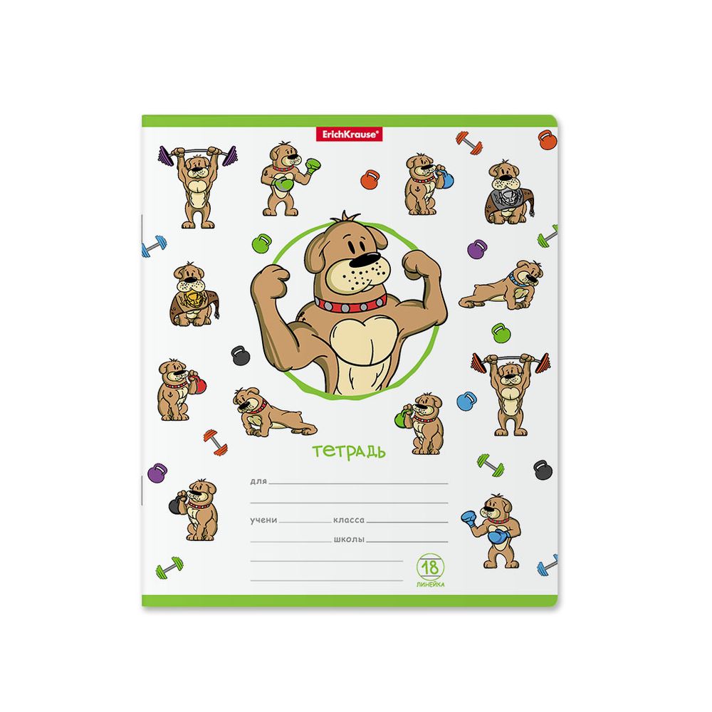 Тетрадь школьная ученическая ErichKrause Busy Dogs, 18 листов, линейка _MIX-PACK