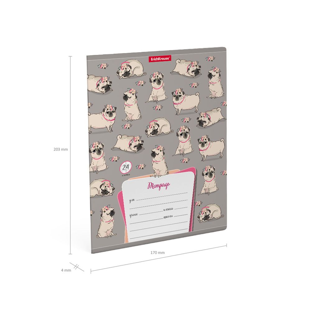 Тетрадь школьная ученическая ErichKrause Chilling Dog, 24 листа, клетка