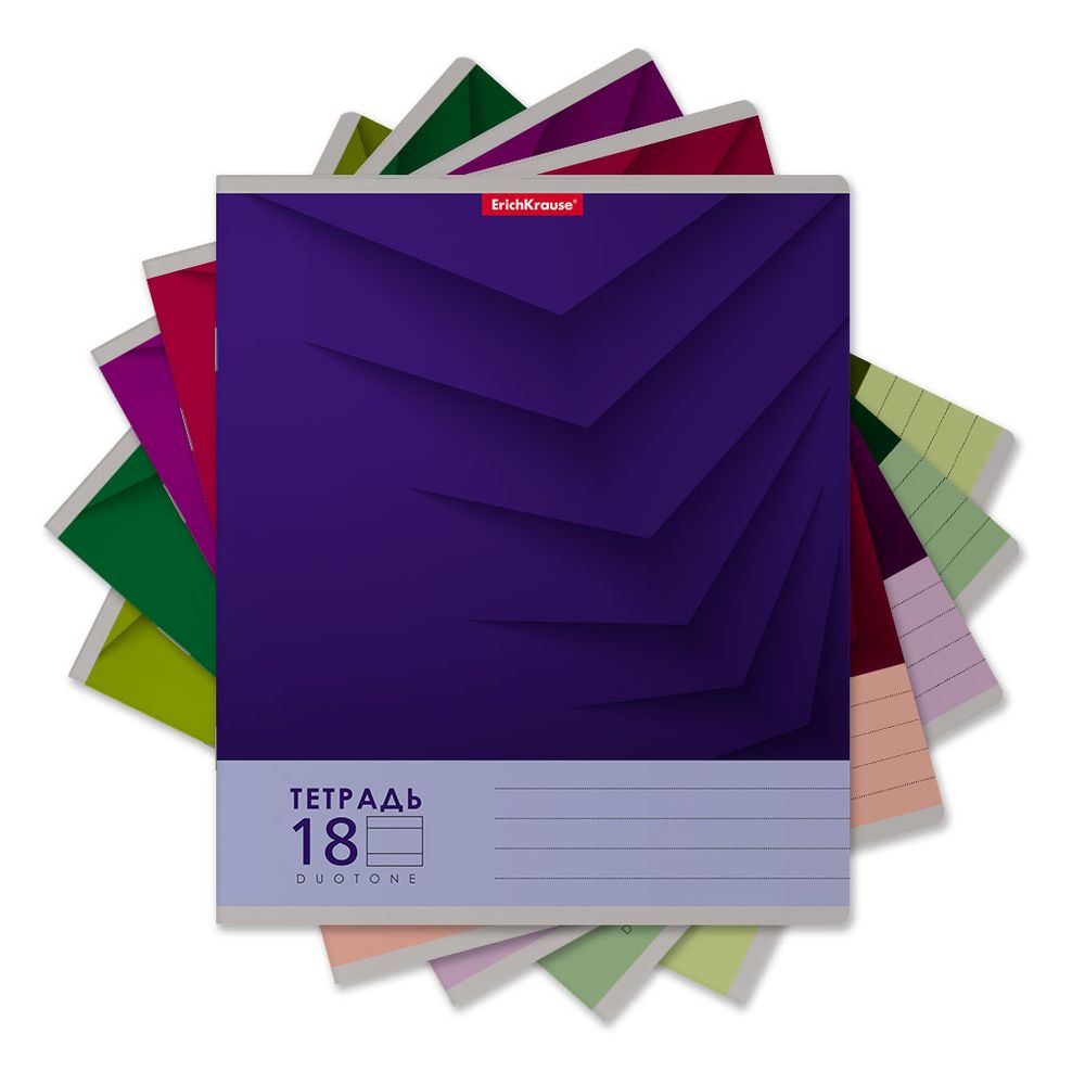 Тетрадь школьная ученическая ErichKrause Duotone Next ассорти, 18 листов, линейка _MIX-PACK