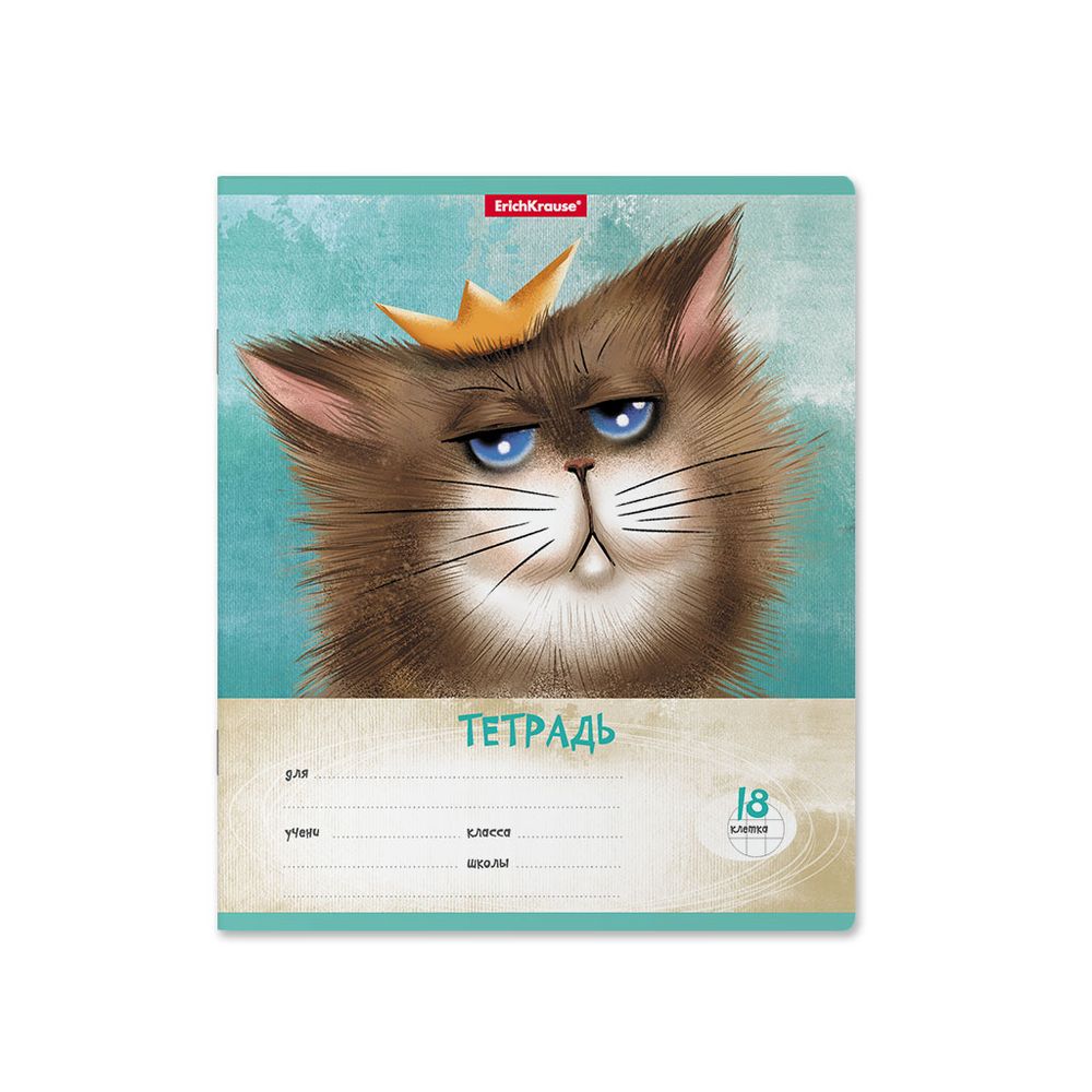 Тетрадь школьная ученическая ErichKrause Funny Cats, 18 листов, клетка _MIX-PACK