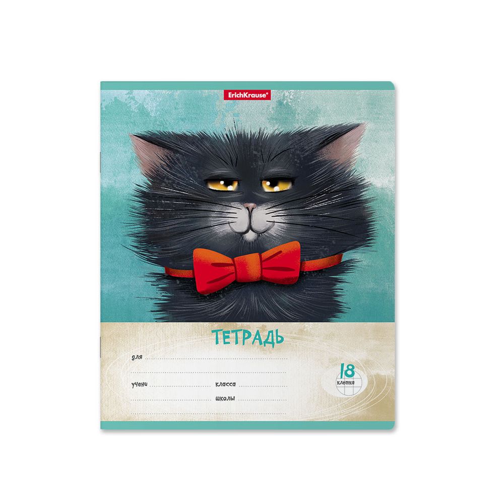 Тетрадь школьная ученическая ErichKrause Funny Cats, 18 листов, клетка _MIX-PACK