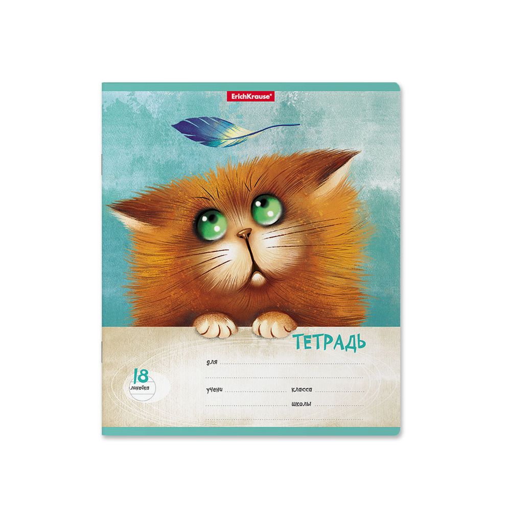 Тетрадь школьная ученическая ErichKrause Funny Cats, 18 листов, линейка _MIX-PACK