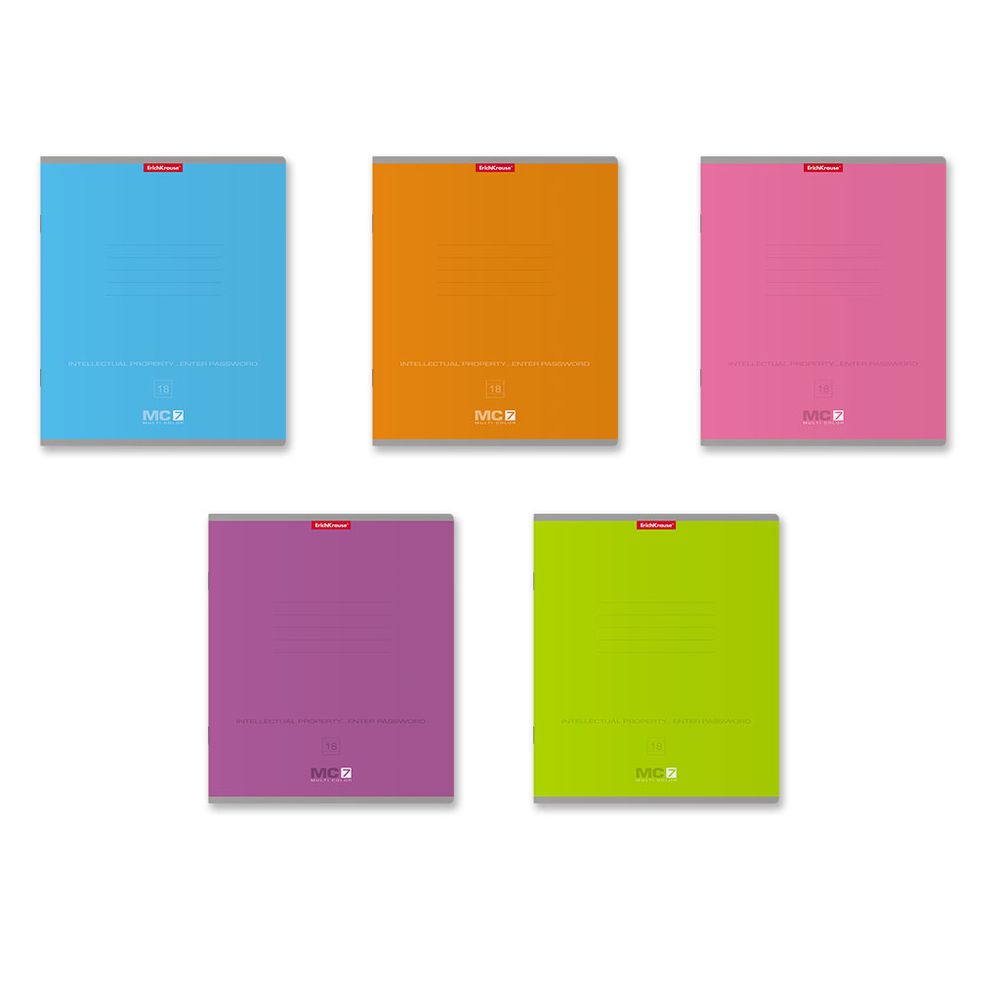 Тетрадь школьная ученическая ErichKrause MC-7 ассорти, 18 листов, линейка _MIX-PACK