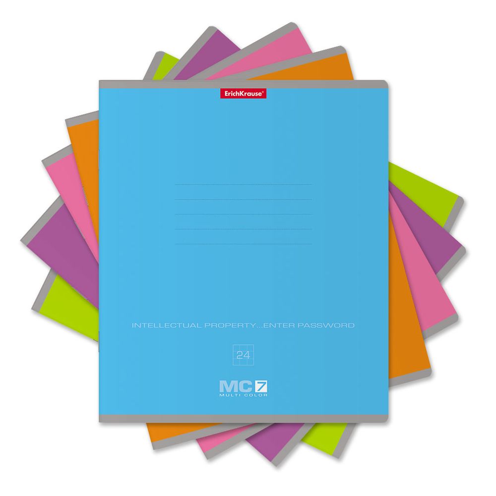 Тетрадь школьная ученическая ErichKrause MC-7 ассорти, 24 листа, клетка _MIX-PACK