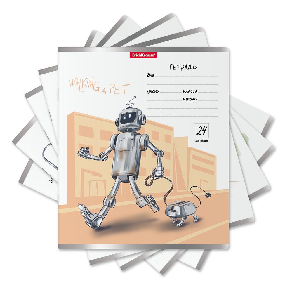 Тетрадь школьная ученическая ErichKrause Robolife, 24 листа, линейка _MIX-PACK