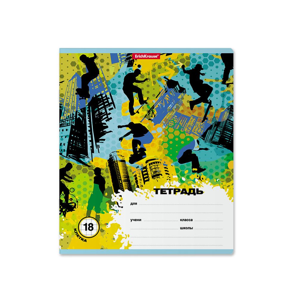 Тетрадь школьная ученическая ErichKrause Skateboarder, 18 листов, клетка 