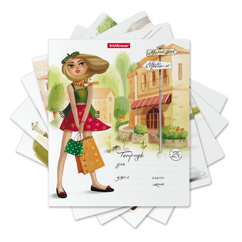 Тетрадь школьная ученическая ErichKrause Девочки-красавицы, 24 листа, линейка _MIX-PACK