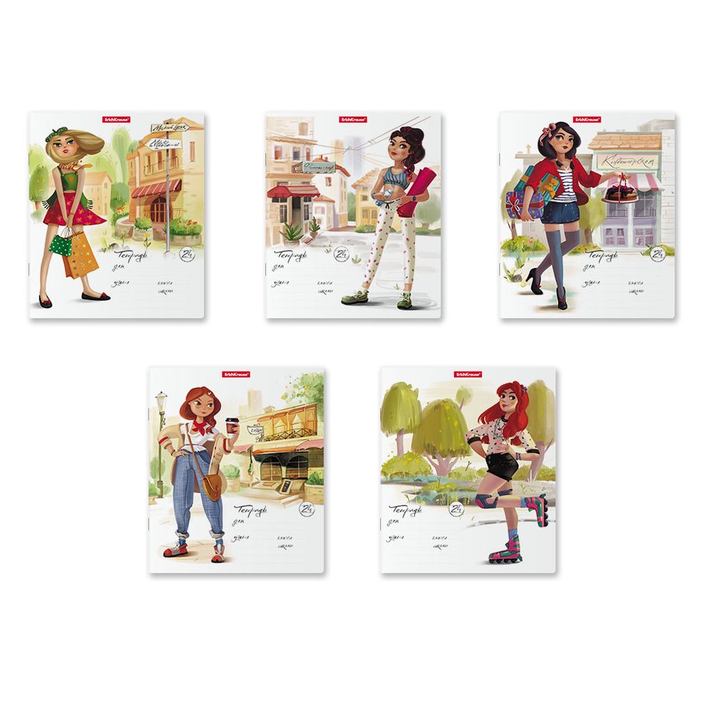 Тетрадь школьная ученическая ErichKrause Девочки-красавицы, 24 листа, линейка _MIX-PACK