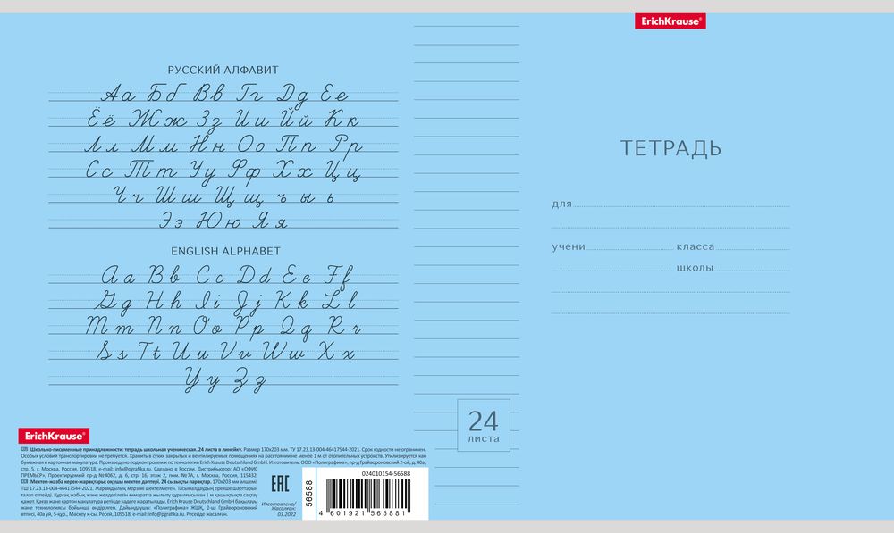 Тетрадь школьная ученическая ErichKrause Классика Visio ассорти, 24 листа, линейка _MIX-PACK