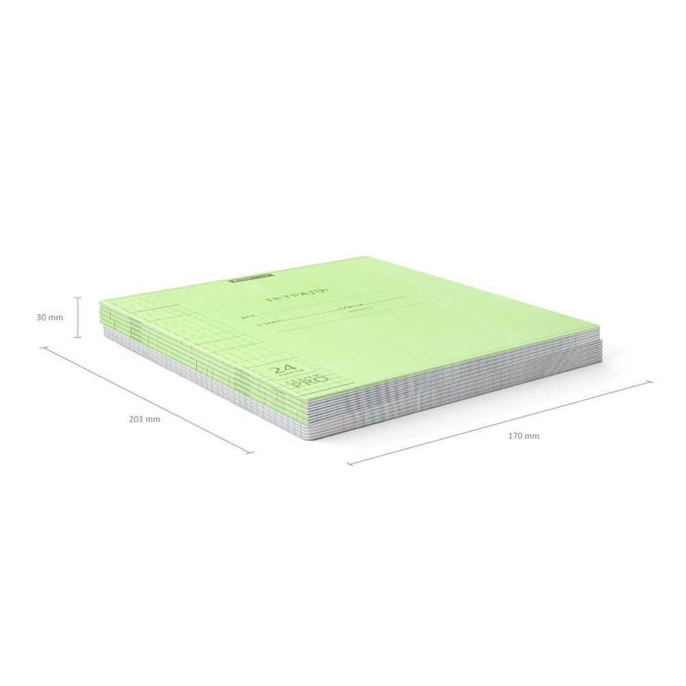 Тетрадь школьная ученическая с пластиковой обложкой на скобе ErichKrause Классика CoverPrо Neon, зеленый, A5+, 24 листа, клетка