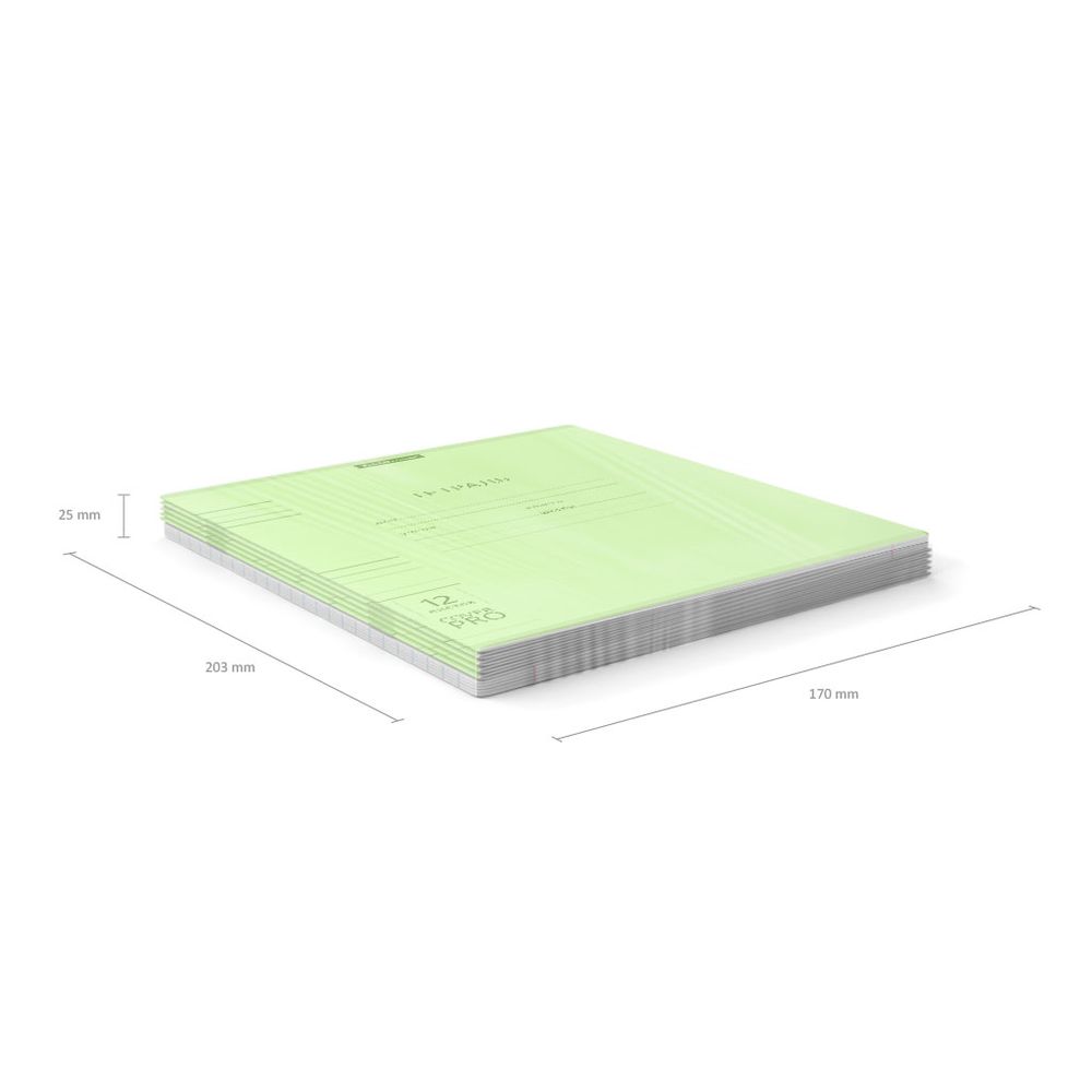 Тетрадь школьная ученическая с пластиковой обложкой на скобе ErichKrause Классика CoverPrо Neon, зеленый, А5+, 12 листов, линейка