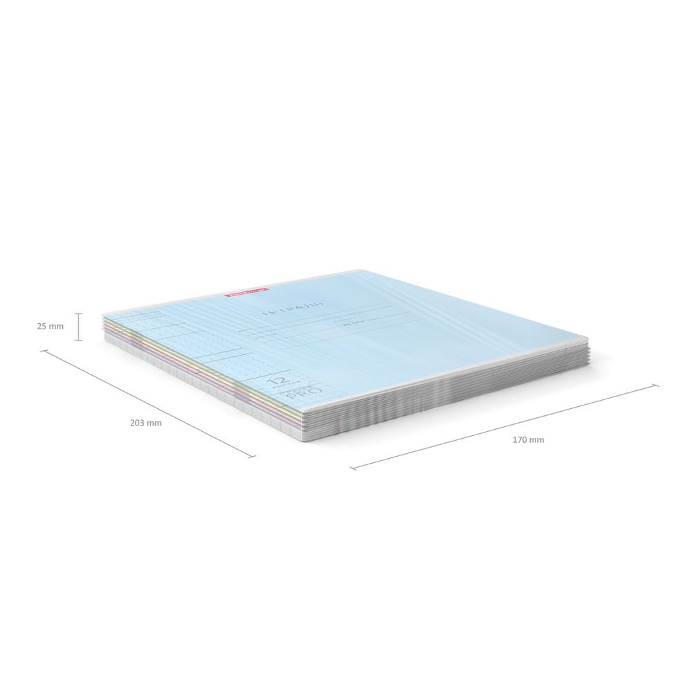 Тетрадь школьная ученическая с пластиковой обложкой на скобе ErichKrause Классика CoverPrо ассорти, А5+, 12 листов, клетка_MIX-PACK