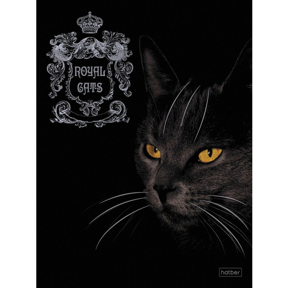 Тетрадь А5, 48 л., HATBER, скоба, клетка, матовая ламинация, 3D, "RoyalCats" (5 видов в спайке)