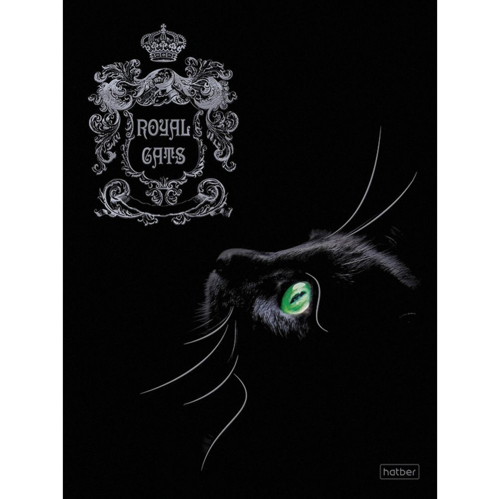 Тетрадь А5, 48 л., HATBER, скоба, клетка, матовая ламинация, 3D, "RoyalCats" (5 видов в спайке)
